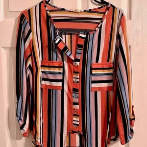 Striped blouse with front tie